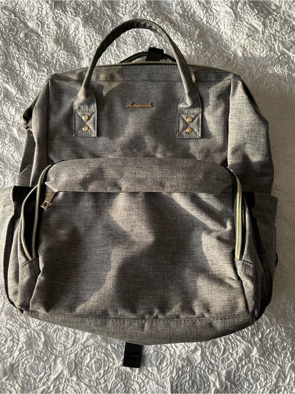 Women’s Gray Travel Backpack Diaper Bag Backpack Grey laptop Backpack